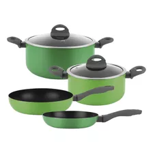 Fantuzzi Bio Batería De Cocina 6 Piezas Aluminio Forjado Color Verde