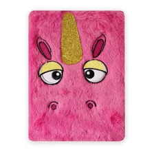 Libreta Cuaderno De Peluche Unicornio De Raya Pasta Dura