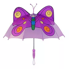 Paraguas Kidorable Púrpura De La Mariposa Para Las Muchachas