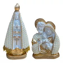 Kit 1 Sagrada Família 1 Nossa Senhora Aparecida Com Perola