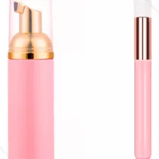 Frasco Pump E Pincel Limpeza Higienizacao Cilios 50ml Rosa