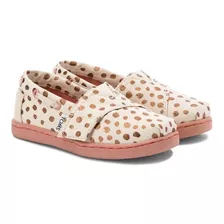 Zapato Zapatilla Niña Toms Tiny - Rose Gold Dots