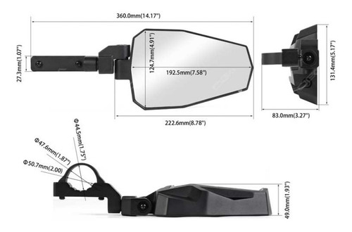 Espejos Retrovisores R8 Luz Led, Estrobo Para Rzr Y Can-am Foto 4