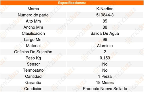 Toma Agua Mystique V6 2.5l 95_00 K-nadian 8627106 Foto 3