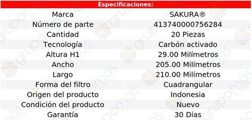 Caja 20 Filtros De Cabina Carbn Activado Rdx L4 2.0l 19 Foto 2