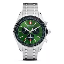 Reloj Swiss Military Smwgi0000307 Para Hombre Cronografo Color De La Malla Plateado Color Del Bisel Gris Color Del Fondo Verde Y Negro