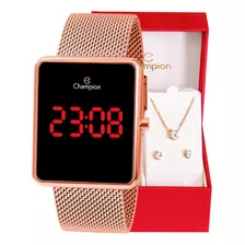 Relógio Champion Feminino Digital Quadrado Rosé Original 