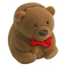 Caixa De Veludo Modelo Urso Infantil Para Par Brincos / Anel