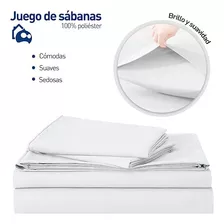 Juego De Sabanas Individuales 100% Poliéster Microfibra 3 Pz Color Blanco