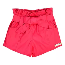 Short Infantil Para Menina Couro Courino Fake