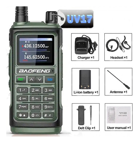 Baofeng Radio Uv-17 Walkie Talkie Uhf Vhf 1000 Canales Verde Foto 2