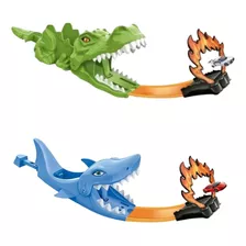 Brinquedo Super Pista Lançador Corrida Animal Tubarão+dino