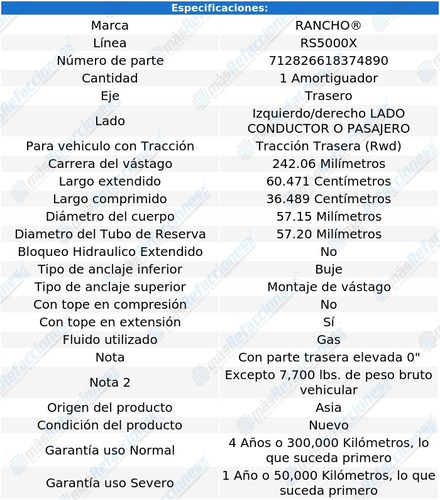 Amortiguador 60.471 Cm Rs5000x Izq/der Tra F-150 Heritage 04 Foto 3