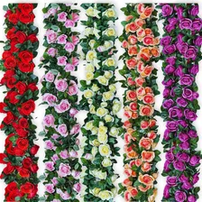 Kit 5 Correntes De Rosas Trepadeira Artificial 11m 80 Flores