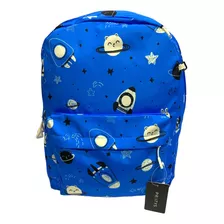 Mochila Espacio Cohetes Planeta Estrellas Escolares Premium