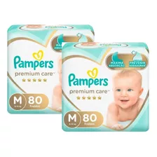 Kit Com 02 Fraldas Pampers Premium Care M 80 Unidades