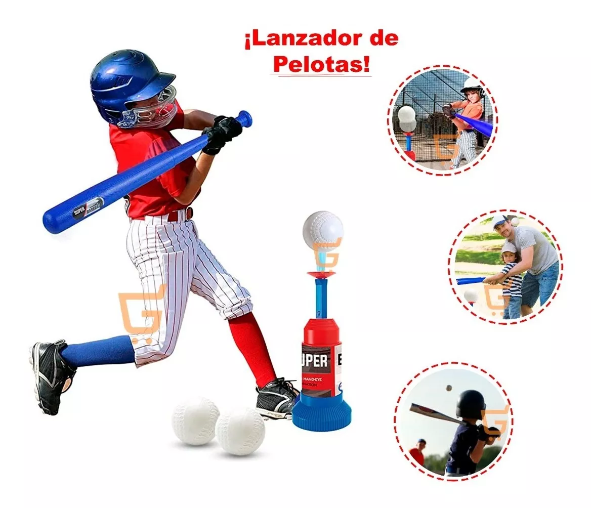 Set De Baseball Beisbol Infantil Bate Pelotas Y Lanzador