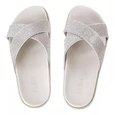 Sandália Rasteira Feminina Papete Birken Strass Confortável