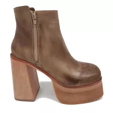 Bota De Mujer Doble Plataforma Alta Taco De Madera Bvhangie2