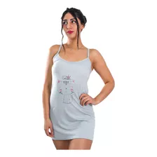 Pijama Camisola Corta De Tirantes Mujer Diseño Cat Coronada