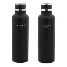 Combo X2 Botella Termica Acero Inoxidable Sakura 750ml Negra