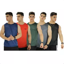 Kit 5 Camiseta Regata Masculina Atacado Blusa Camisa Dry Fit