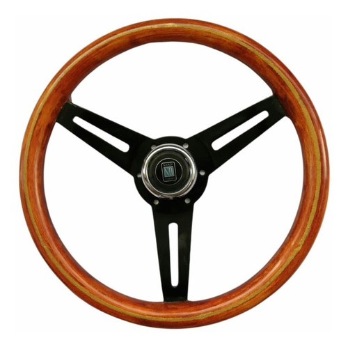 Volante Nardi Madera Linea Oro Brazos Negros Pulsador Y Adap Foto 4