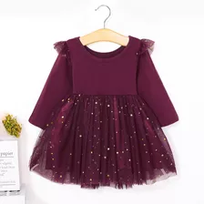 Vestido Niña Rojo Manga Larga Tutu Otoño Invierno