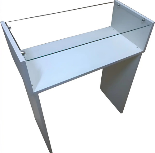 Mesa Manicure 60cm C/ Rodas C/ Prateleira De Vidro 60cm  Branco