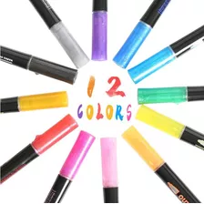 Marcadores De Doble Línea (12 Colores) Para Escribir Y Dibuj