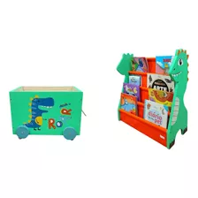 Kit Infantil, Rack Para Livros + Caixote Toy Box Organizador