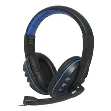 Headset Gamer Fone Ouvido P2 Bass Stereo Microfone Pc Jogo Cor Preto/azul