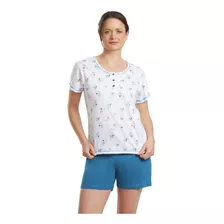 Beckil Cod. 1756 Pijama Algodón Short Polera Estampada Flor