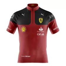 Camisa Para Ciclista F1 Ferrari Scuderia Vermelha Com Bolsos