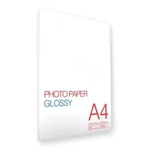 Papel Fotográfico A4 Glossy 230g Brilho20 Folhas Cor Branco Brilhoso