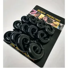 Cartela De Alargador Preto Espiral Caracol 10mm Ao 16mm 