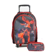 Mochila Foxy Five Night Rodinhas Freddy + Estojo De Lapis