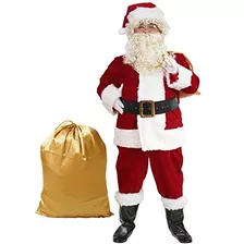 Disfraz Para Adulto De Santa Claus 10 Piezas Talla S Color