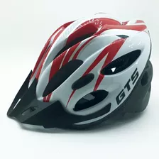 Capacete Com Sinalizador Led Bike Branco E Vermelho Gts Tamanho G