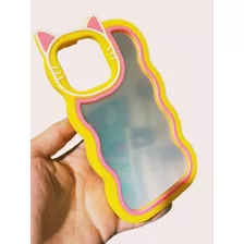 Funda De Silicona De Espejo iPhone 14 Pro Max Diseño Gato