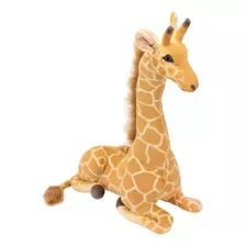 Girafa Realista Deitado 55cm Pelúcia Linda Macia