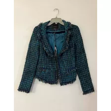 Chaqueta Corta 30% Lana Marca Basement Talla 38 Azul