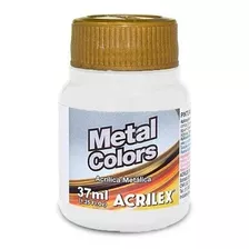 Tinta Acrílica Metálica Acrilex Artesanato 37ml Metal Colors Cor Branco Metalico