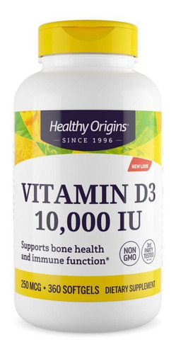 Suplemento Em  Softgels Healthy Origins  Vitamin D3 10000 Iu Vitaminas Em Pote 360 Un