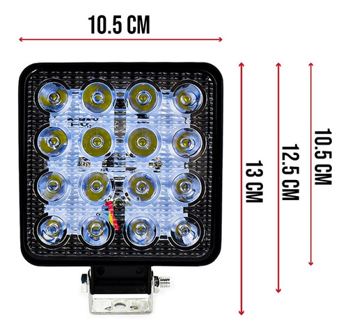 Par Faros 16 Led Auxiliar Cuadrado 4x4 C/estrobo Tunix Foto 7