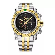 Promoção Relógio Masculino Dourado Esportivo Original Novo
