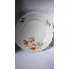 Prato De Porcelana Real Antigo Com Flores