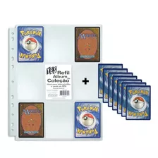 20 Refil Plástico P/ Pasta Fichário Álbum Pokemon + 7 Cards