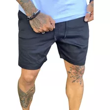 Shorts Masculino De Sarja Com Elastico Na Cintura 