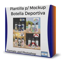 Mockup Plantilla Botella Deportiva Sublimar Editable